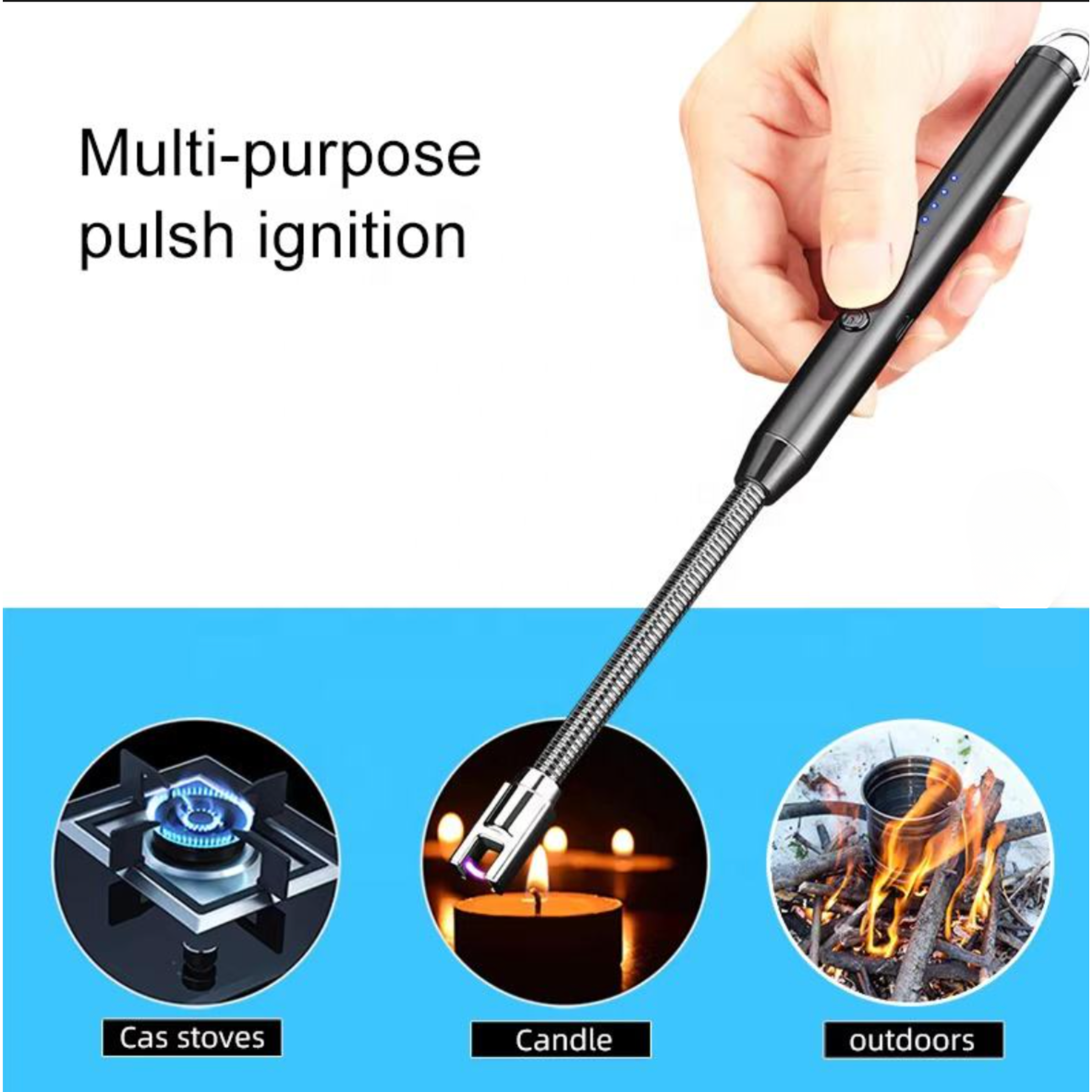 Electric Gas Lighter for Kitchen | C-Type Rechargeable USB Lighter for Stove Candle BBQ | 600 Uses | 1 Year Warranty