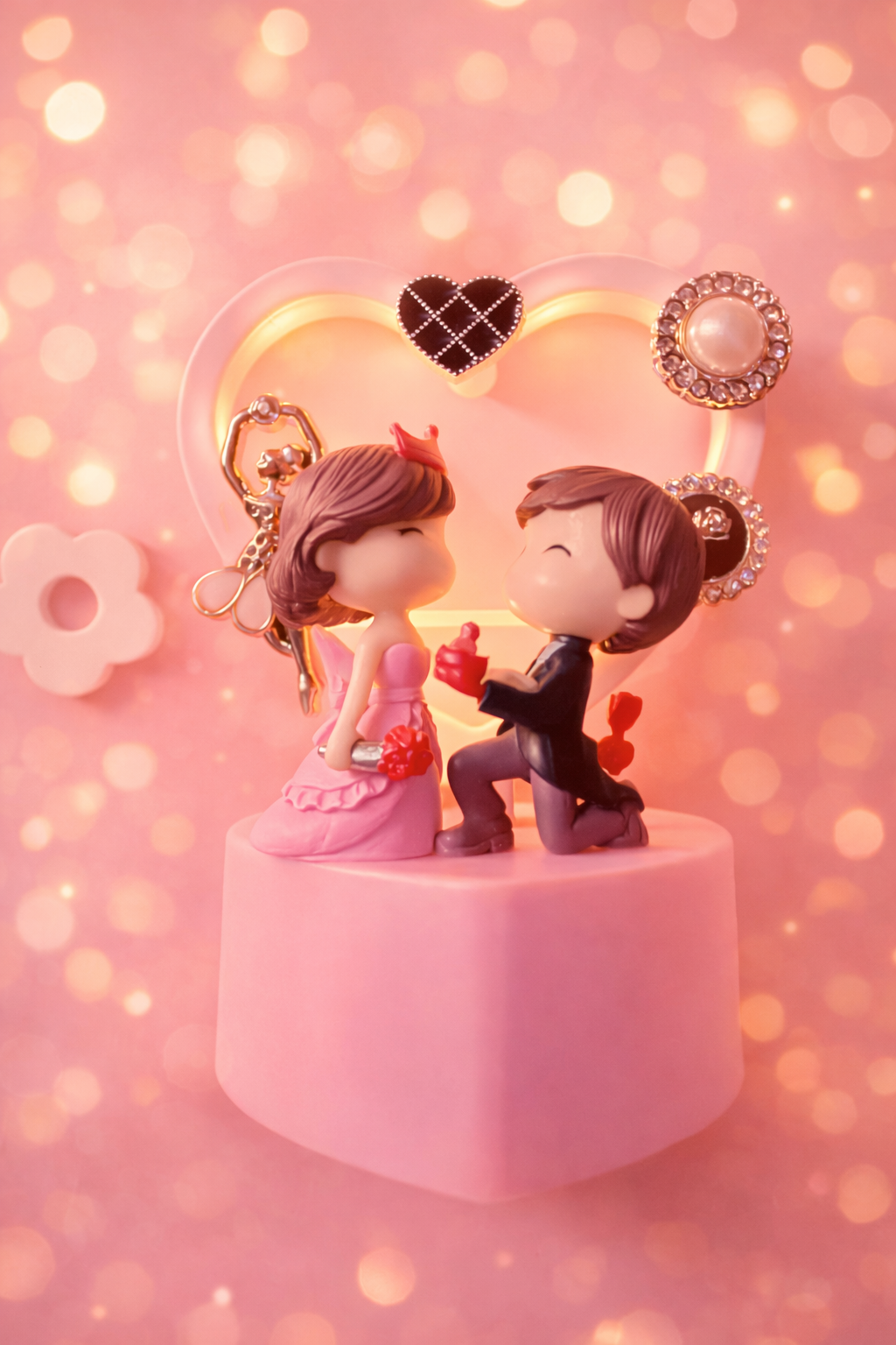 Valentine's Day Gift for Boyfriend - Propose Day Miniature Gift for Husband - Couple Resin Miniature Showpiece Statue for Home Decor Anniversary Birthday Gift