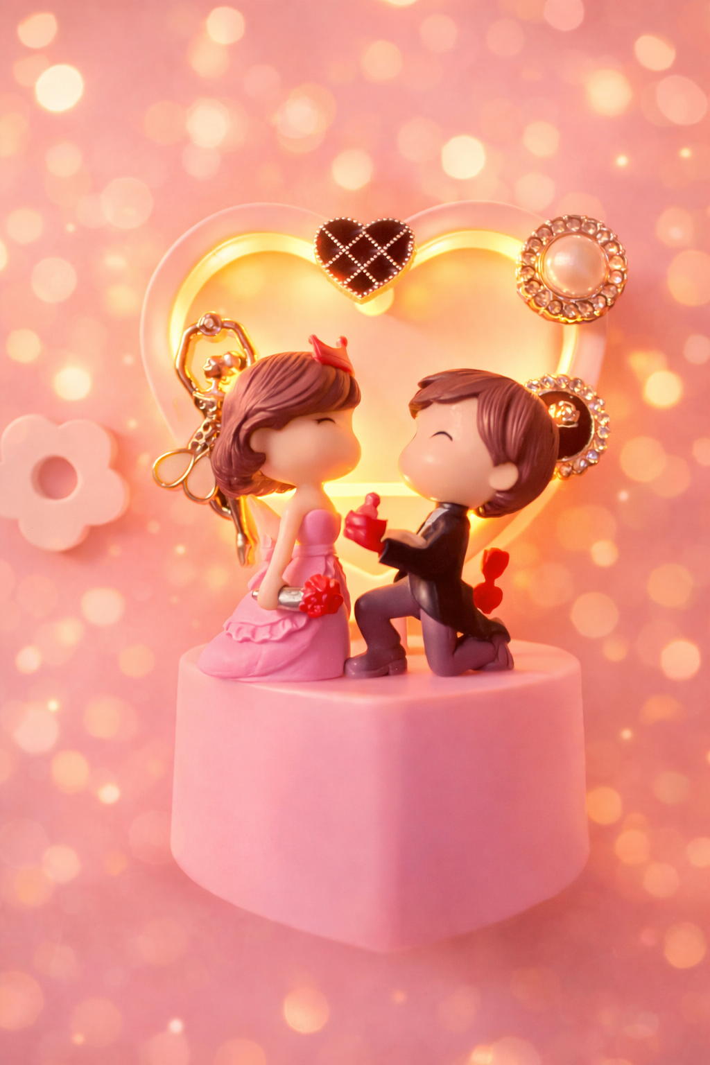 Valentine's Day Gift for Boyfriend - Propose Day Miniature Gift for Husband - Couple Resin Miniature Showpiece Statue for Home Decor Anniversary Birthday Gift