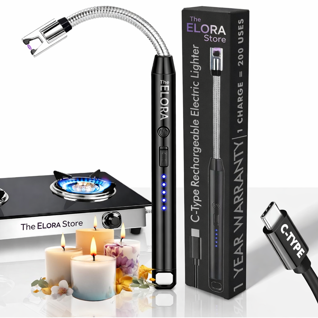 Electric Gas Lighter for Kitchen | C-Type Rechargeable USB Lighter for Stove Candle BBQ | 600 Uses | 1 Year Warranty