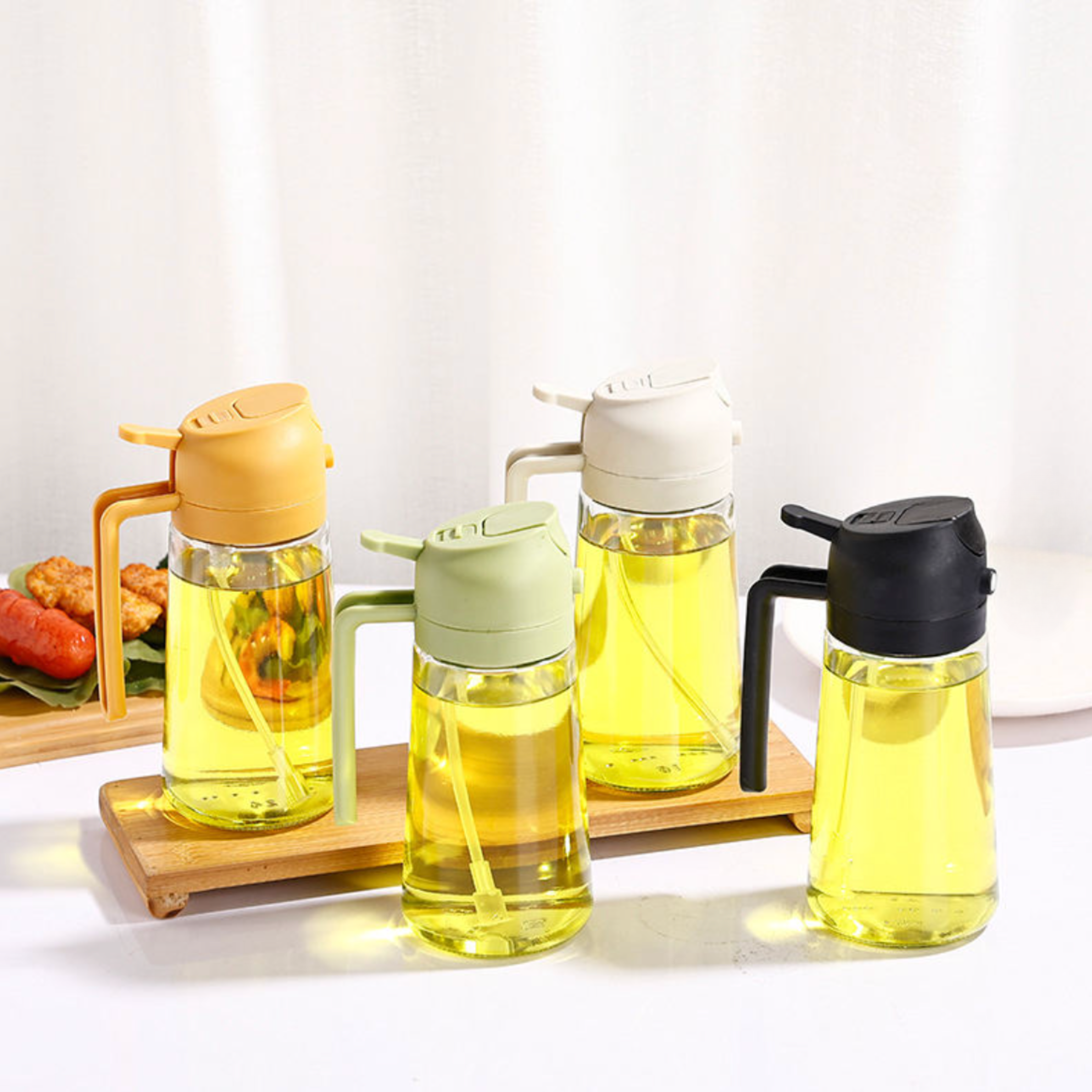 ShatterProof 500ml Oil Sprayer and Dispenser Bottle | 2-in-1 Glass Olive Oil Bottle with Nozzle for Cooking, Air Fryer, BBQ, Salad, Baking, and Roasting