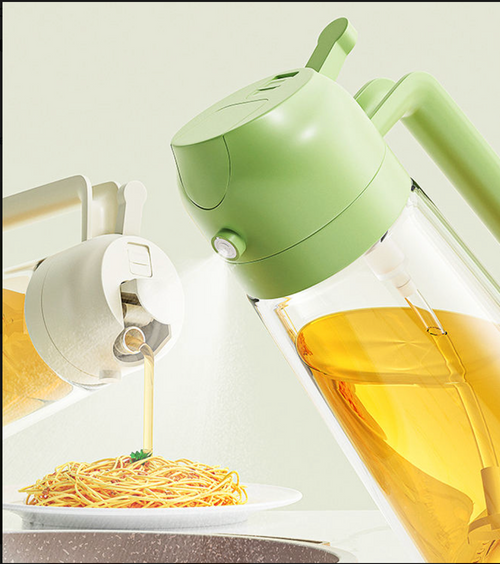 ShatterProof 500ml Oil Sprayer and Dispenser Bottle | 2-in-1 Glass Olive Oil Bottle with Nozzle for Cooking, Air Fryer, BBQ, Salad, Baking, and Roasting